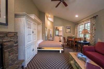 2 bed suite living room with murphy bed