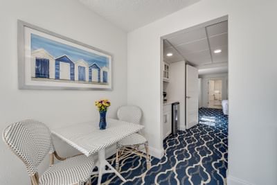 A dining table in the Oceanfront suite at our beach resort in Cape May