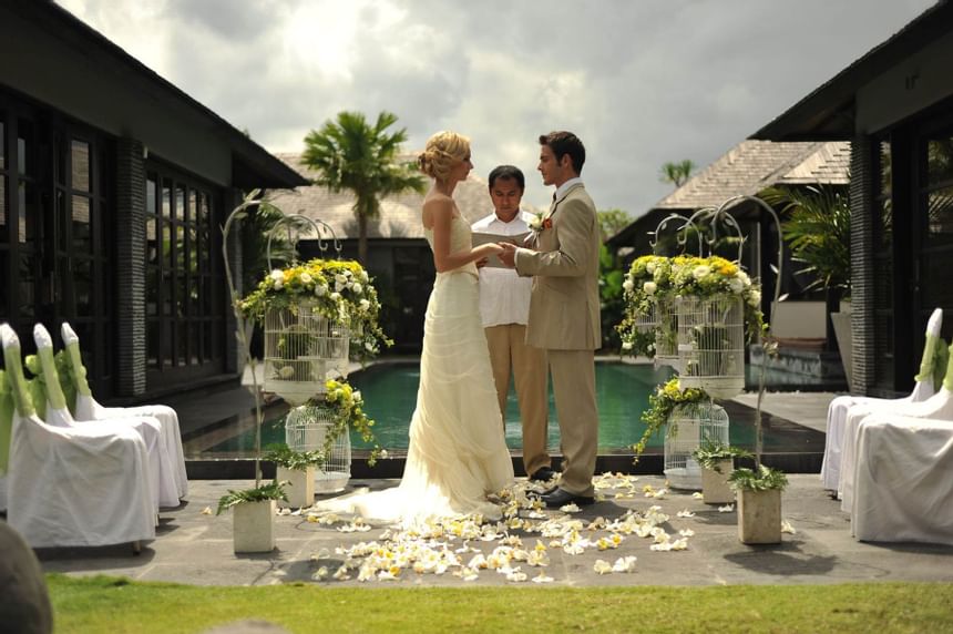 View of a wedding couple at Peppers Seminyak