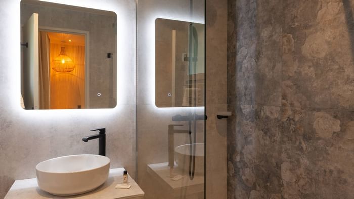 Bathroom vanity in bedrooms at Parc Hotel