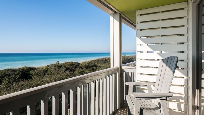 Wooden chair on the balcony in a guest room at WaterColor Inn