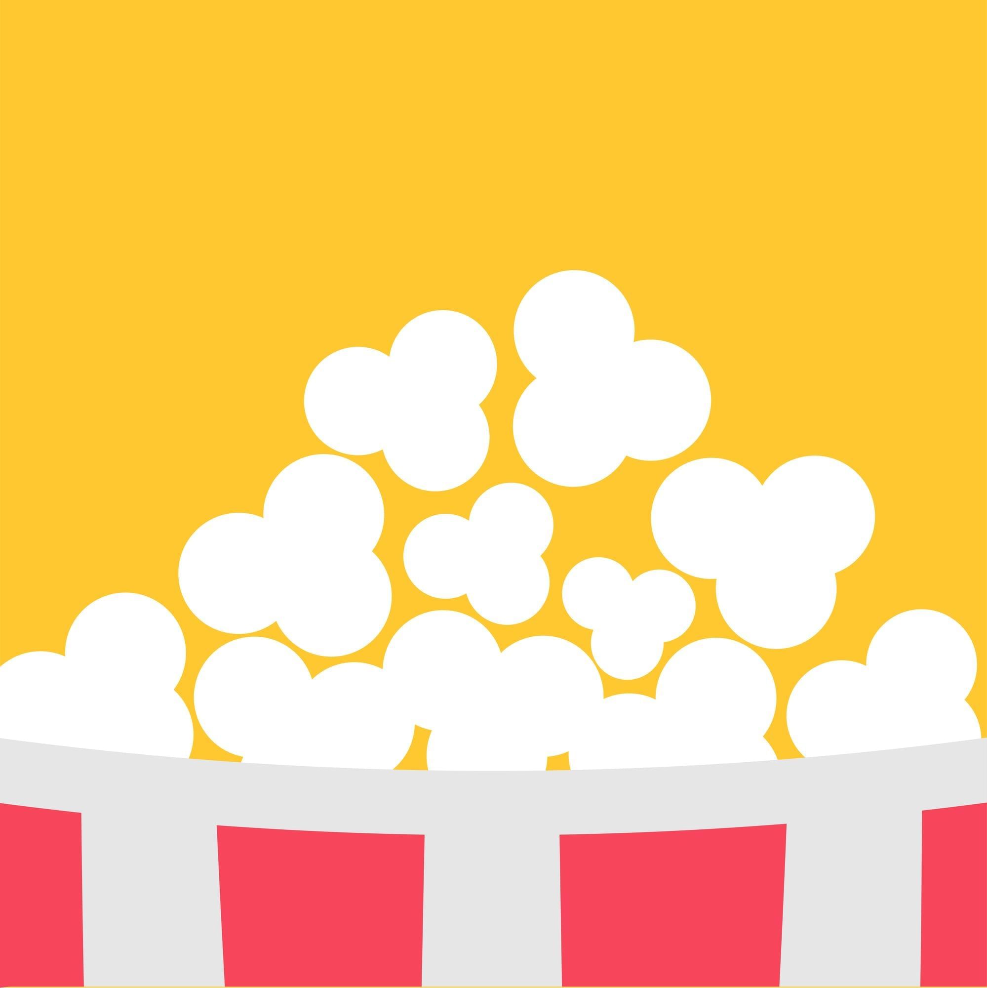 Popcorn graphic on a yellow background at The Grove Hotel