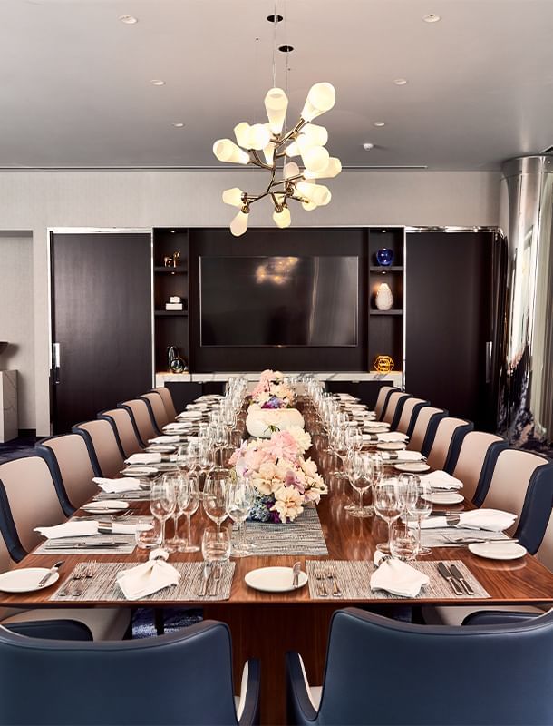 A table setup in Opal Suite event room at Crown Towers Sydney