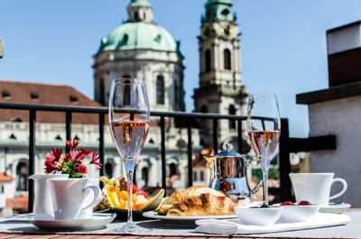 Rooftop terrace at Aria Hotel in Prague
