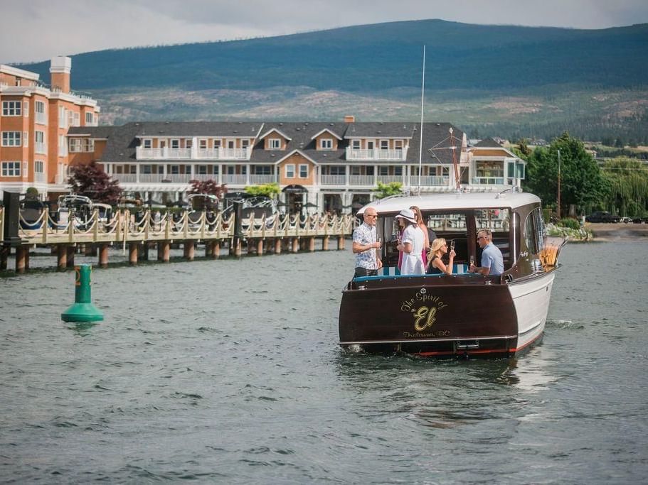 People enjoying a boat ride in a river near Hotel Eldorado