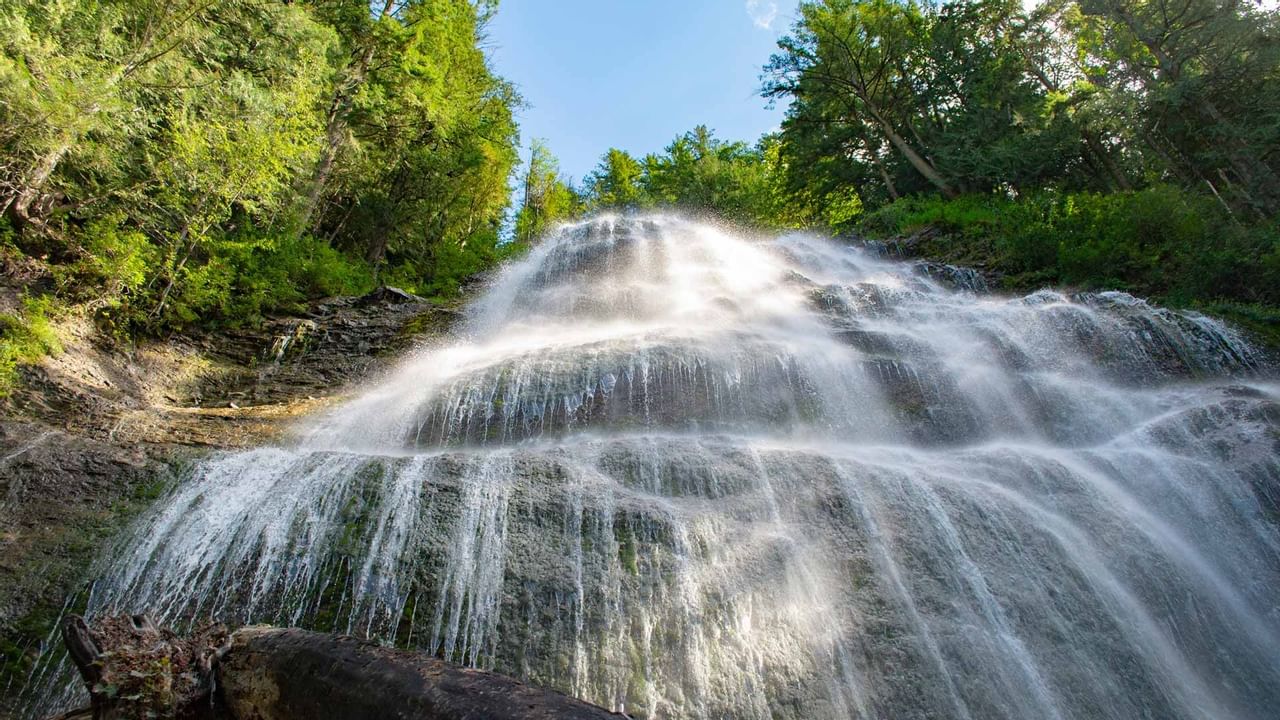 View looking up to Bridal Veil Falls