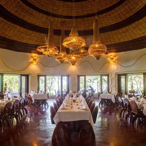 Interior of the Flamingo Restaurant at Manyara Serena Lodge