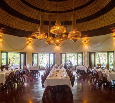 Interior of the Flamingo Restaurant at Manyara Serena Lodge