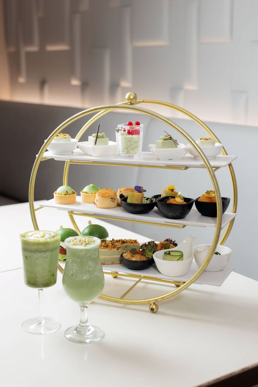 Afternoon Tea Platter arranged with mocha & pistachio delights at Park hotel Hong Kong