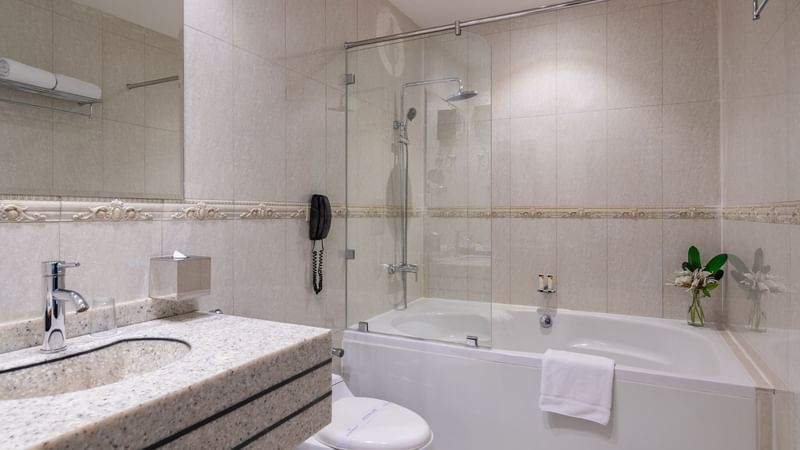 Vanity and shower area in Executive Room Sea View at Warwick Hotels & Resorts
