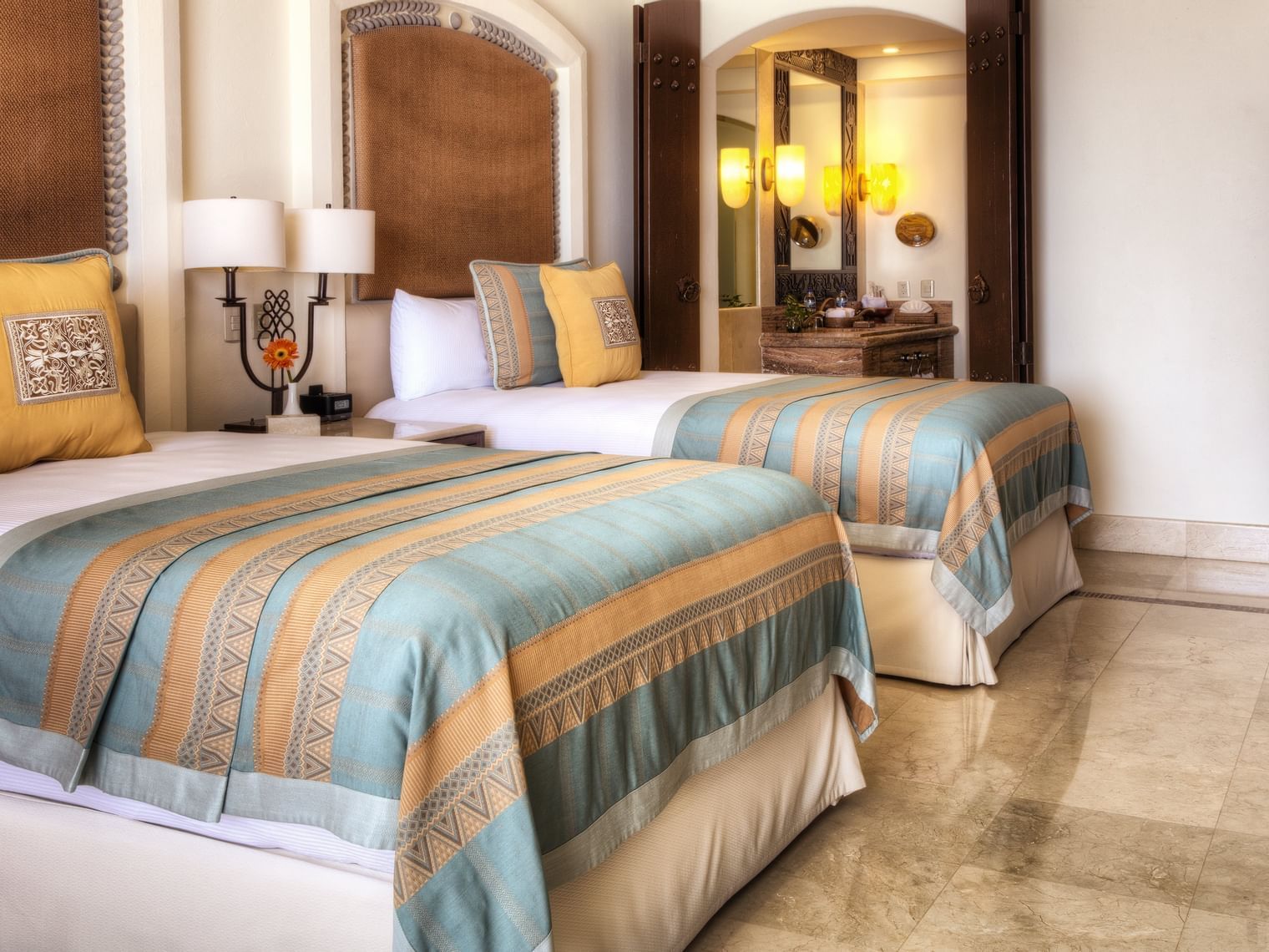 Beds in a Junior Suite Oceanfront Double at Marquis Los Cabos