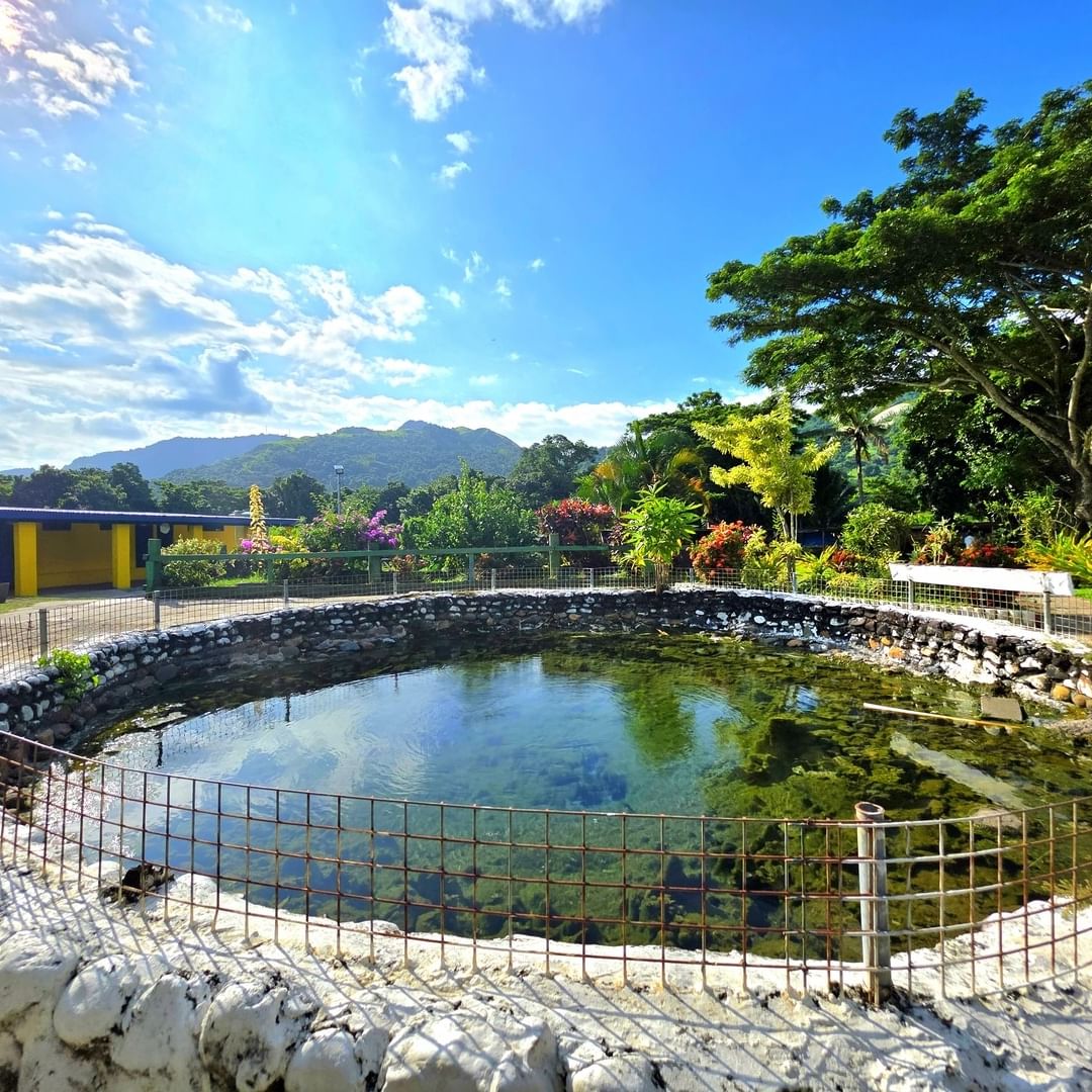 Sabeto Mud Pool with Circular stone-walled pool filled near TokaToka Resort Nadi Fiji