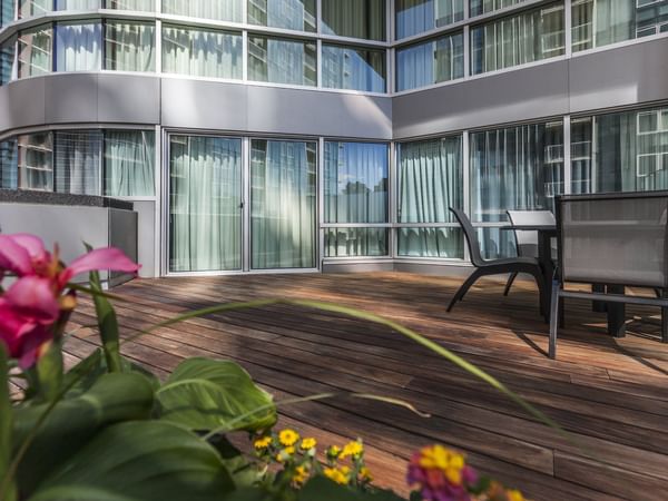 Dining patio on the Penthouse terrace, Warwick Le Crystal