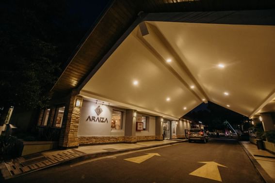 Driveway near the entrance at Araiza Hotels in the night