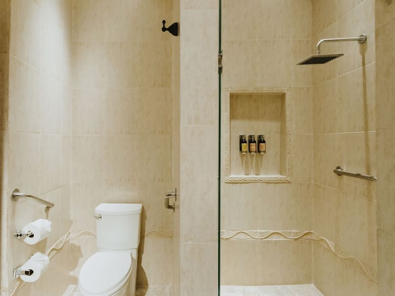Shower & toilet in Superior room at Curamoria Collection