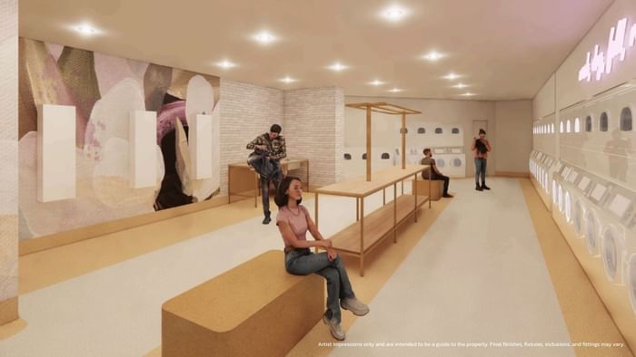 Interior of a shared laundry facility with washing machines at UniLodge Brisbane City.