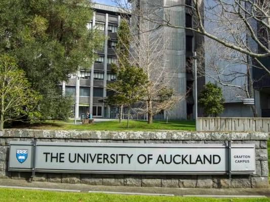 Auckland University sign near Nesuto Stadium Apartment Hotel
