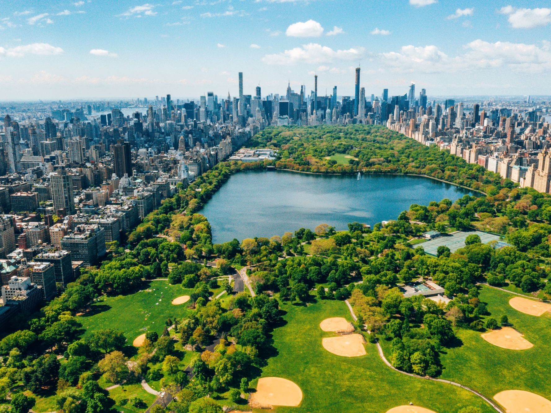 Aerial view of Central Park in NYC promoting the Skip the Weekend and Save offer of the ArtHouse Hotel NYC.