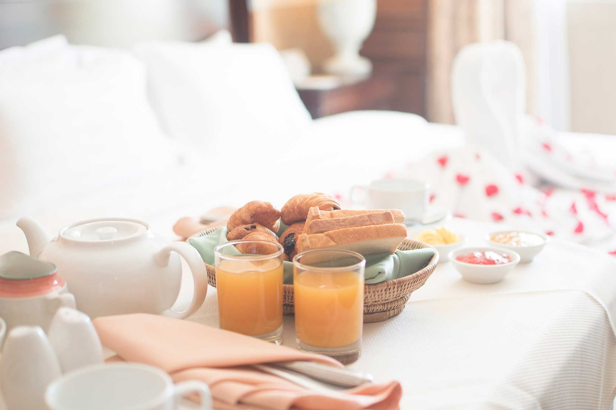 Breakfast served on the bed at Sunway Hotel Phnom Penh