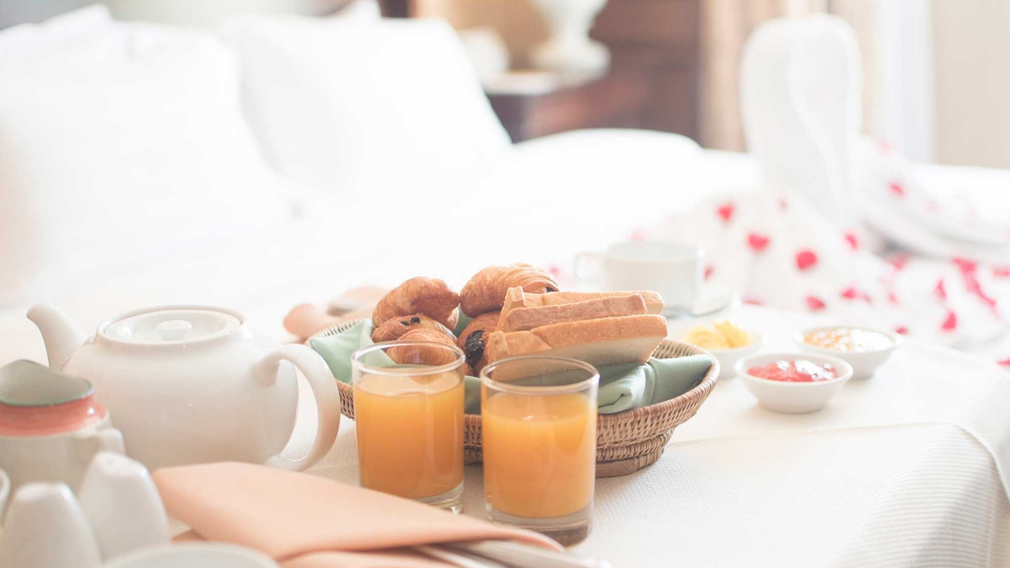 Breakfast served on the bed at Sunway Hotel Phnom Penh