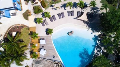An Aerial view of the Beach pool at True Blue Bay Hotel