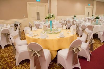 Wedding Ballroom with banquet rounds at Eastin Grand Hotel Saigon