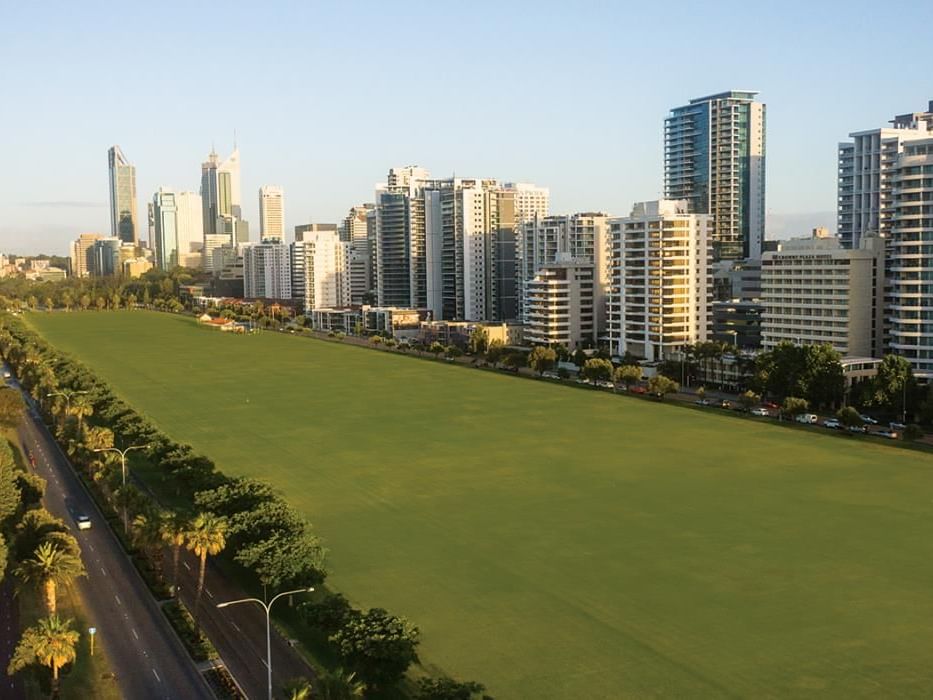 Aerial view of Langley Park near Melbourne Hotel Perth