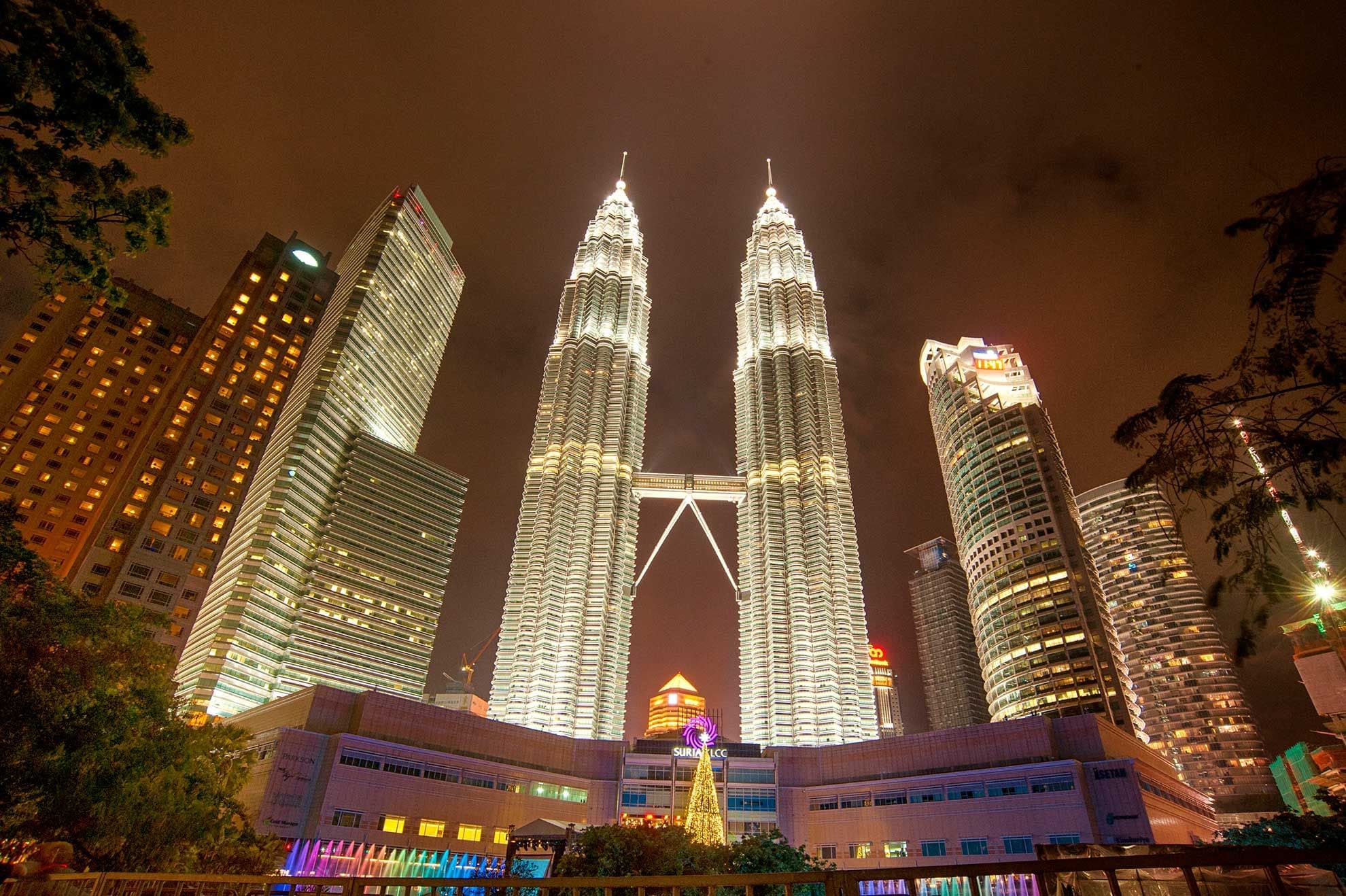 View of Petronas Twin Tower near Sunway Lagoon Hotel at night