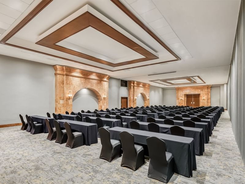 Classroom set-up in Gran Condesa with carpeted floors at Fiesta Americana