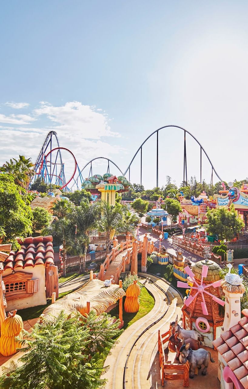 Vista aérea de PortAventura Park cerca de Ponient Hotels