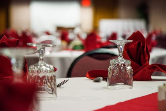 Closeup of a table in Wexford Room at Evergreen Resort