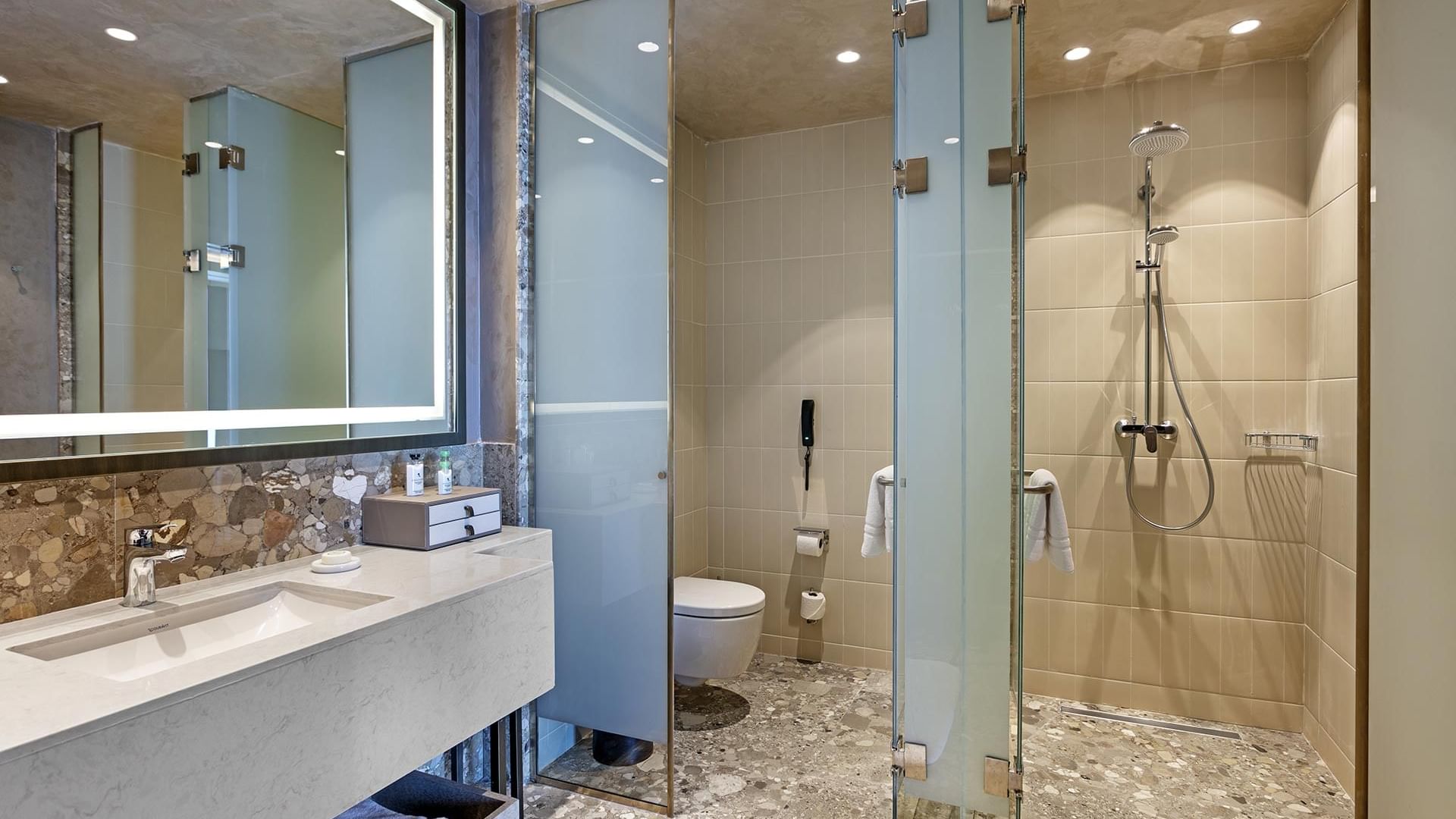 Bathroom with a vanity & shower cabin in Exclusive Villa in Cullinan Belek