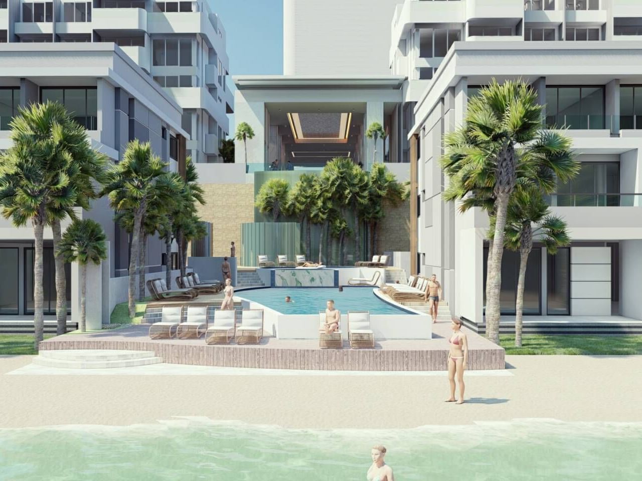 People in the swimming area by the Eastin Hotels