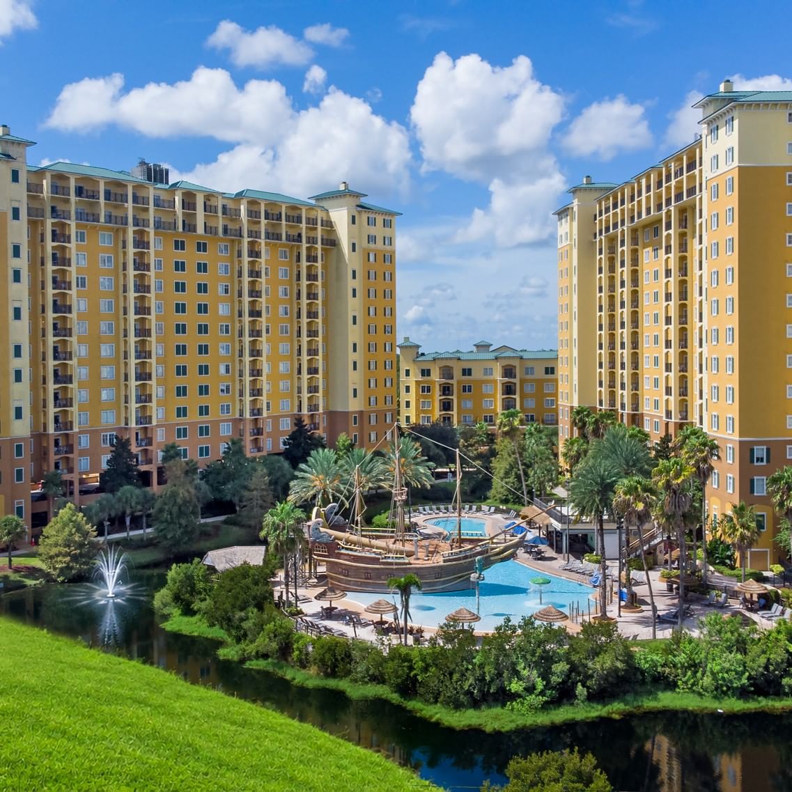 Aerial View of Pirates Plunge Pool at Lake Buena Vista Resort Village and Spa