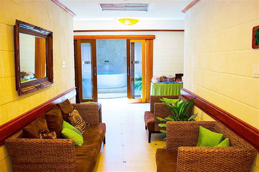 Lounge area in the Chakra Spa at Accra Beach Hotel, where to stay in Barbados on popular south coast beach