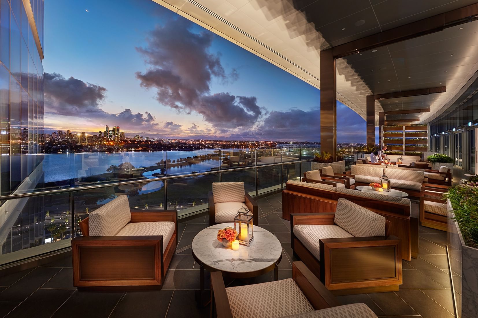 Lounge area in Crystal Club Terrace at Crown Hotel Perth