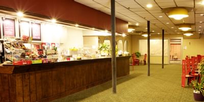 The snack station counter of the Café at Honor’s Haven Retreat