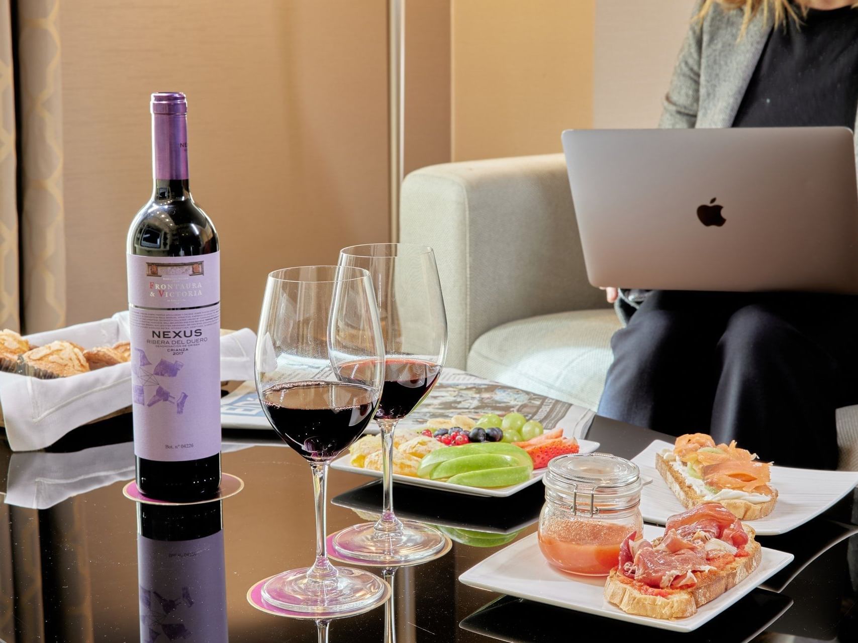 In-room appetizers at Nexus Valladolid Suites & Hotel