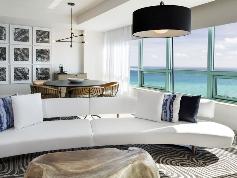 Presidential Suite living room with view of ocean
