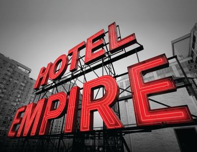 Iconic Hotel Empire Neon Sign on Empire Hotel Rooftop New York City