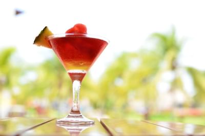 Close-up of cocktail at Lobby Bar at Playa Blanca Beach Resort