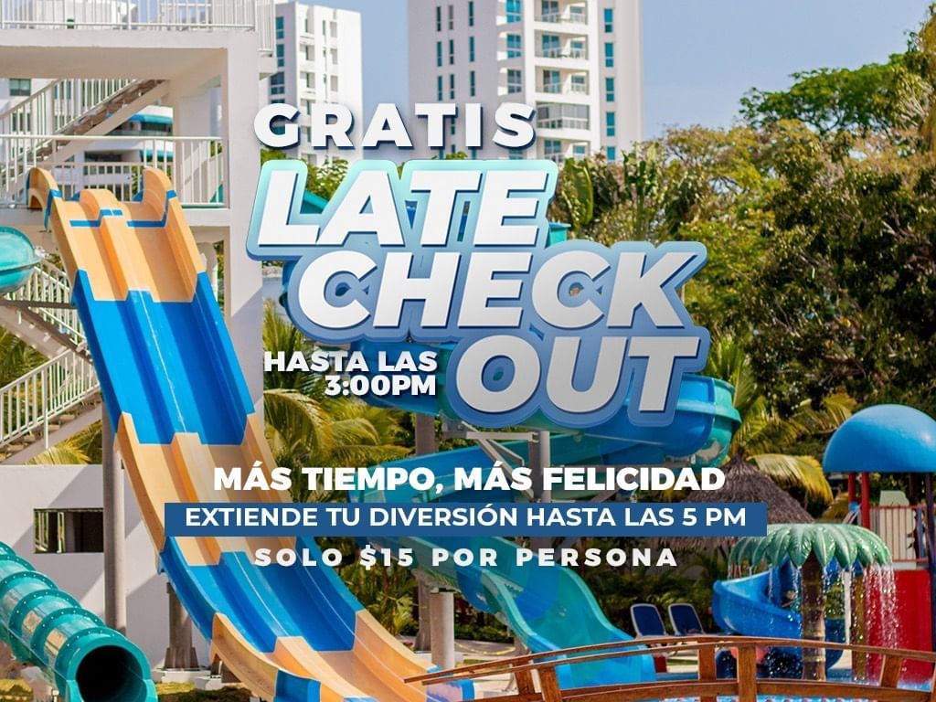 Late Checkout Fee offer poster at Playa Blanca Beach Resort