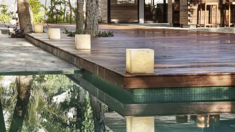 View of the lobby with the river at The Explorean Cozumel