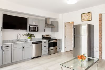 Kitchen space in Apartment 199C at Retro Suites Hotel