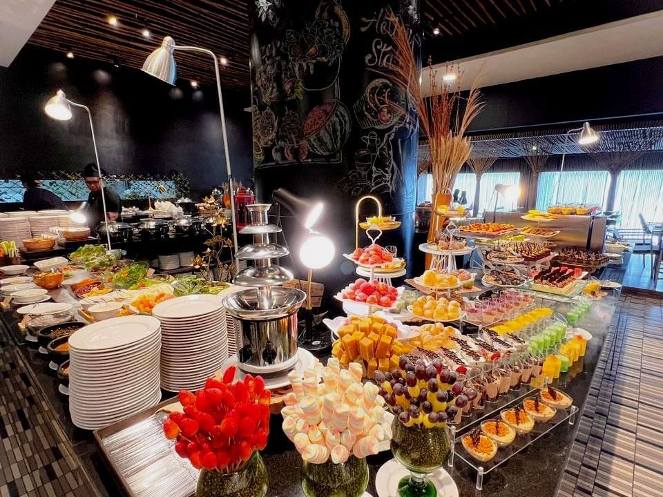 Buffet lunch spread with a variety of dishes in Maya Brasserie at Hotel Maya Kuala Lumpur City Centre