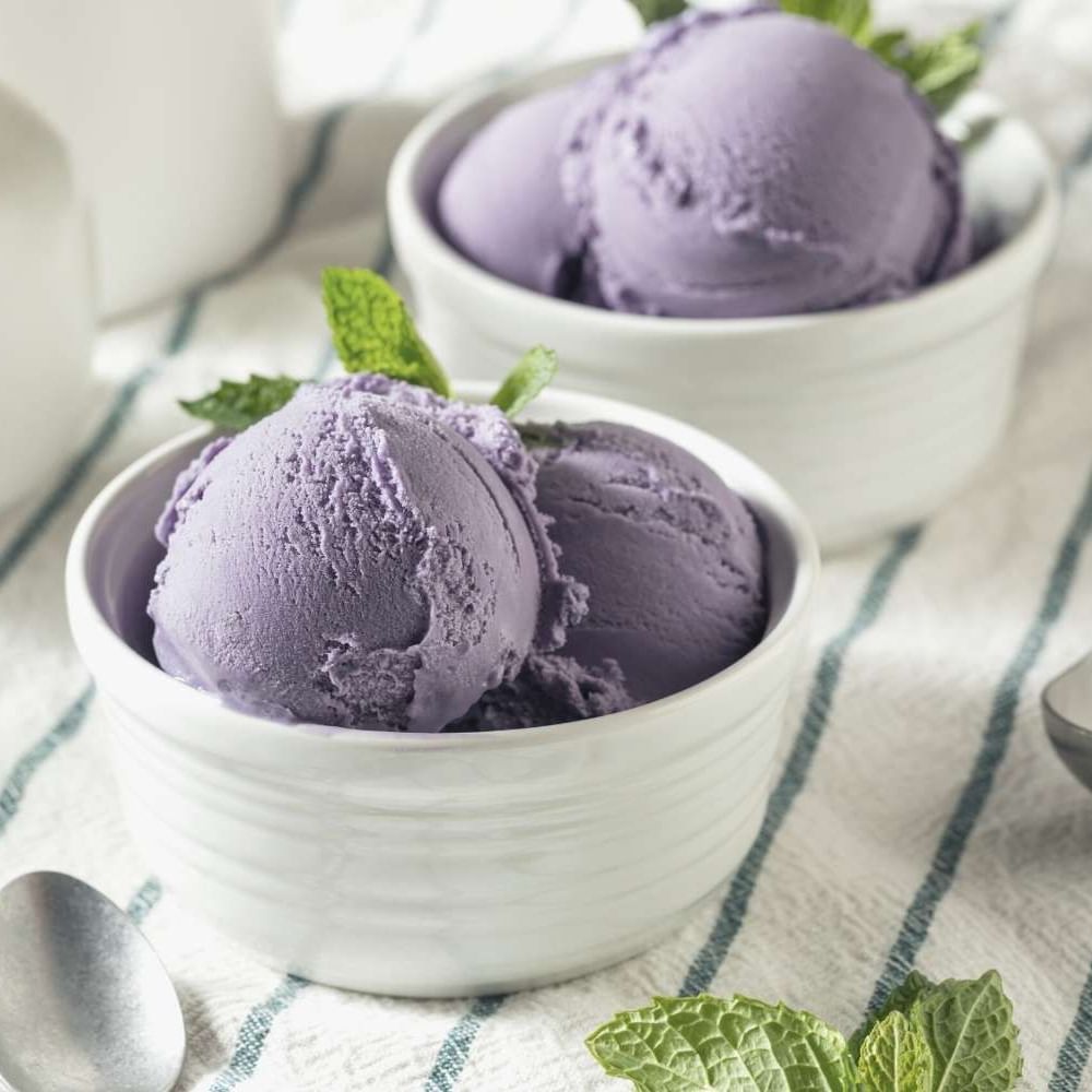 Close-up of Ube Ice cream served at Waikiki Resort Hotel by Sono