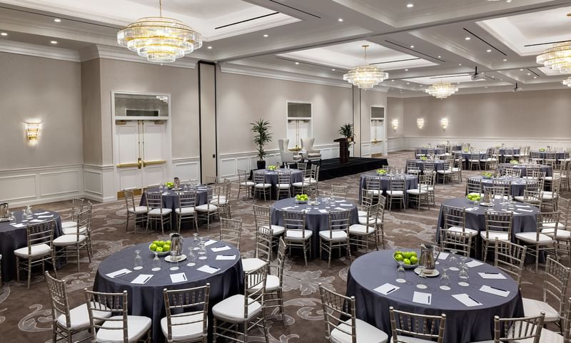 Banquet tables set up for an Event at Warwick Melrose Dallas