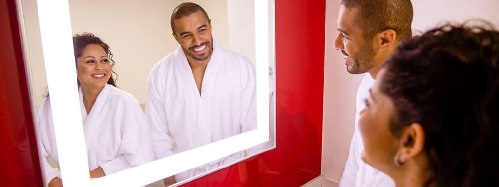 Guest bathroom with couple