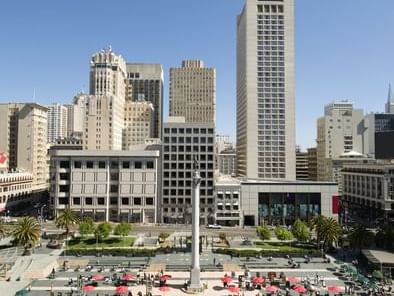 union sqaure aerial view with skyrise buildings