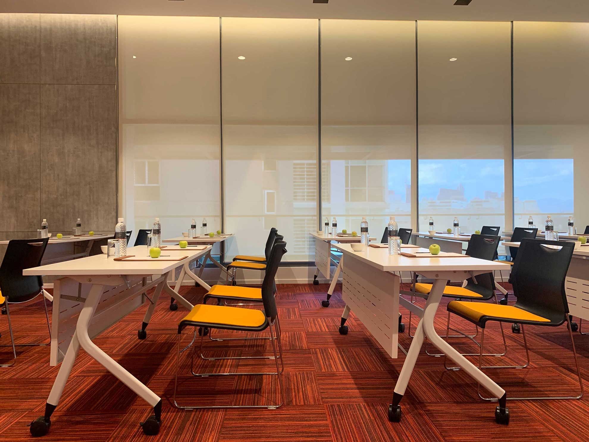Classroom set up in a meeting room at Sunway Velocity Hotel